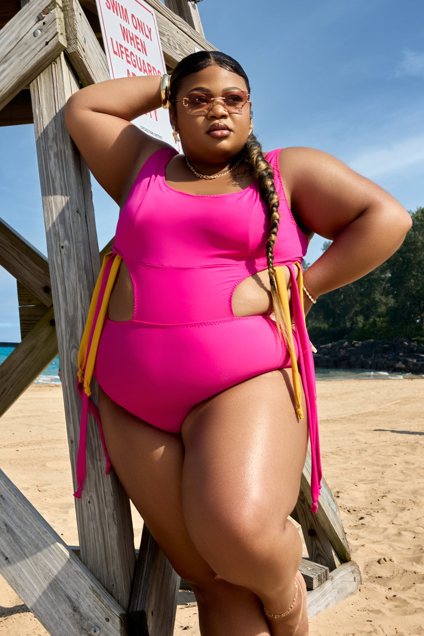 Los Cabos Tassel Color Block One Piece Swimsuit